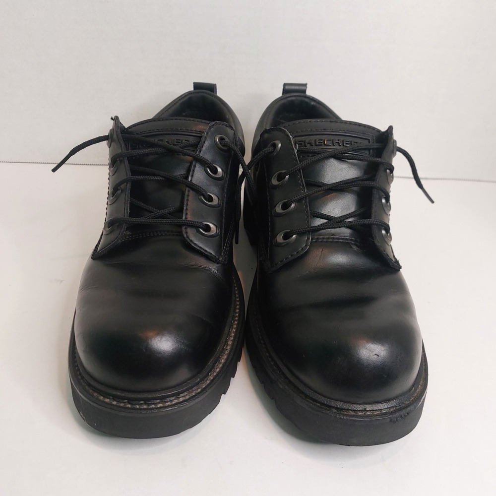 Skechers Leather Upper Black Oxford Shoes Men's Size 9.5 w/ Original Box